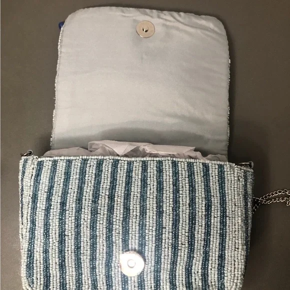 Blue Beaded Chain Strap Bag - Picture 4 of 5